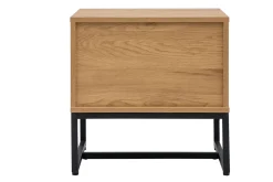 Table de chevet avec rangements 2 tiroirs finition bois clair chêne et métal noir LOVATO