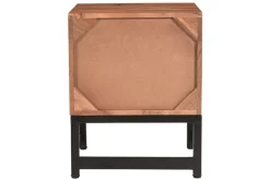 Table de chevet avec rangements 2 tiroirs à motifs chevrons en bois massif et métal noir STICK