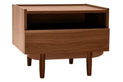 Table de chevet avec rangements finition bois foncé noyer SANAA