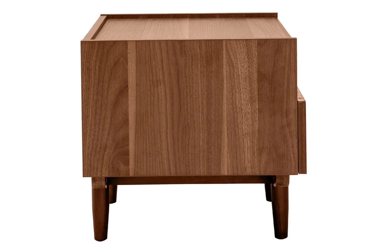 Table de chevet avec rangements finition bois foncé noyer SANAA