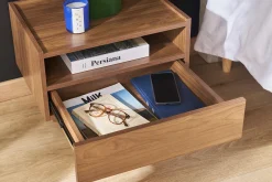 Table de chevet avec rangements finition bois foncé noyer SANAA