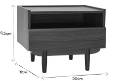 Table de chevet avec rangements finition bois foncé noyer SANAA