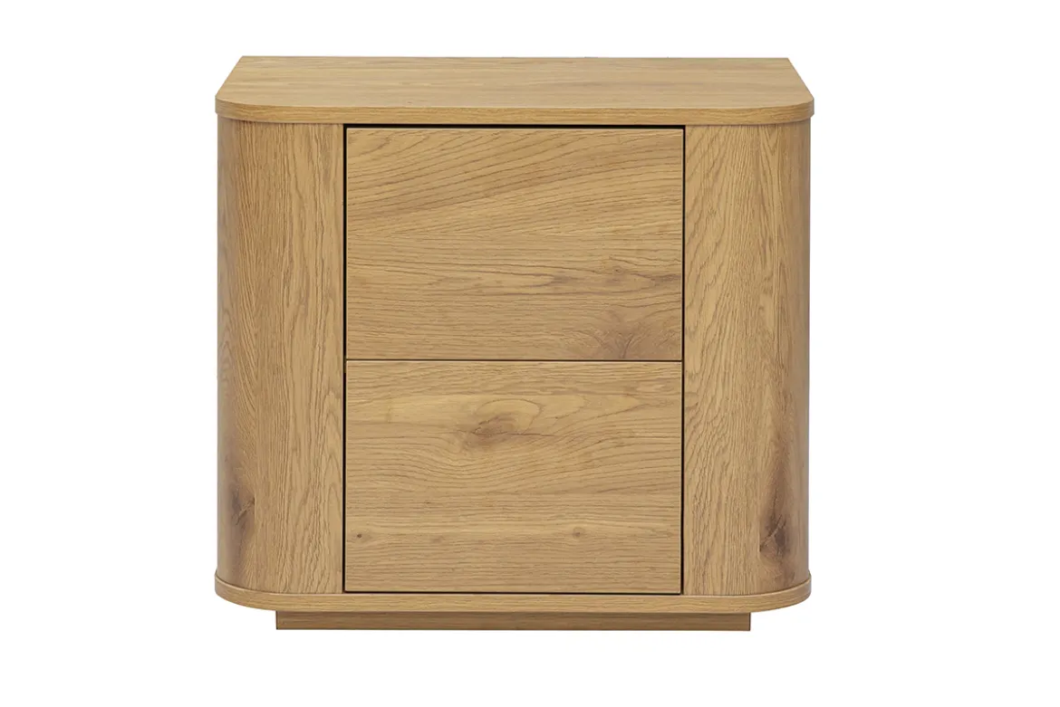 Table de chevet avec rangements 2 tiroirs finition bois clair chêne NEGAN
