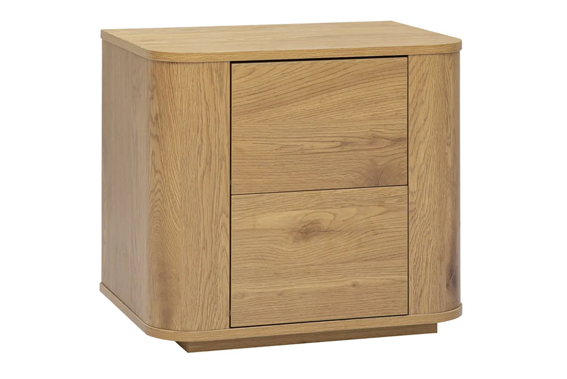 Table de chevet avec rangements 2 tiroirs finition bois clair chêne NEGAN