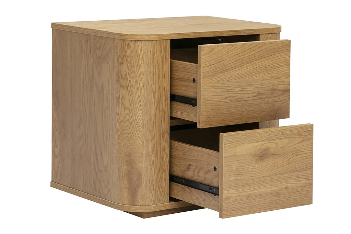 Table de chevet avec rangements 2 tiroirs finition bois clair chêne NEGAN