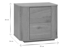 Table de chevet avec rangements 2 tiroirs finition bois clair chêne NEGAN