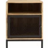 Table de chevet avec rangements industriel bois manguier massif et métal perforé RACK