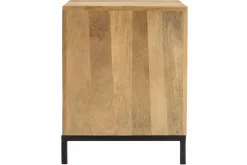Table de chevet avec rangements industriel bois manguier massif et métal perforé RACK
