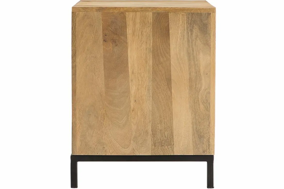 Table de chevet avec rangements industriel bois manguier massif et métal perforé RACK