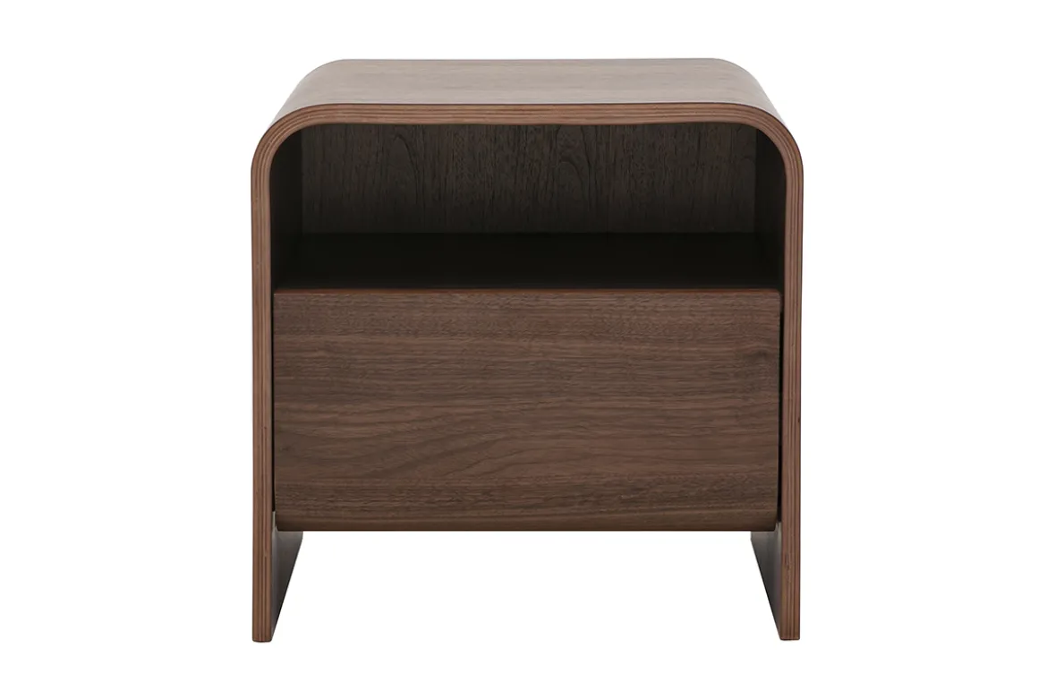 Table de chevet avec tiroir en bois foncé noyer KYLIA