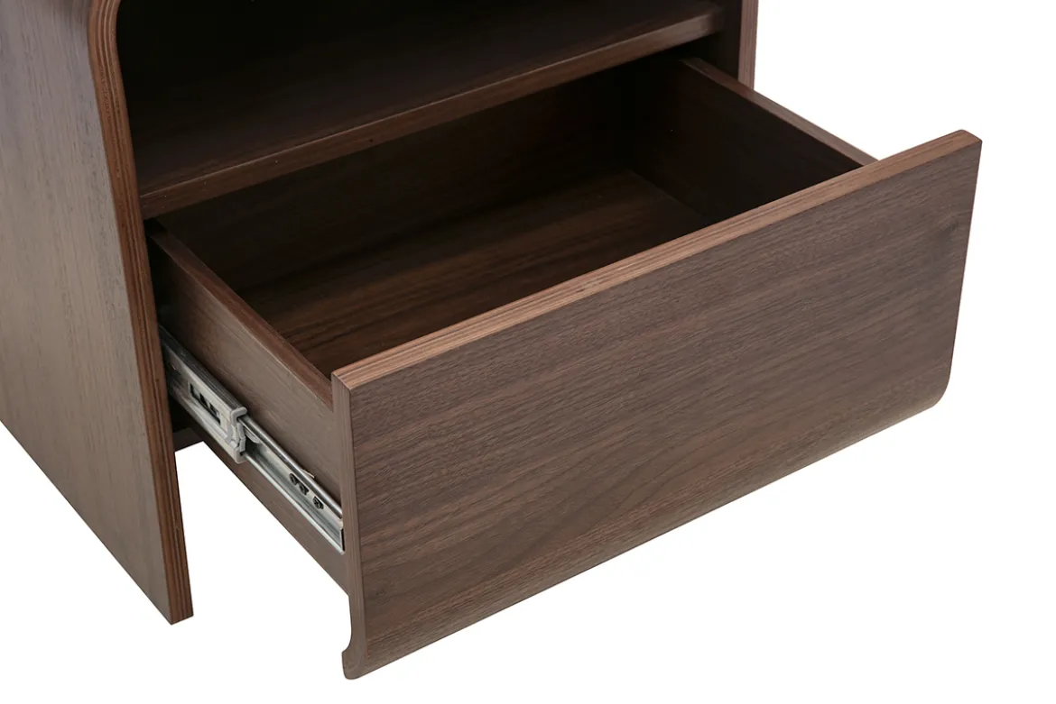 Table de chevet avec tiroir en bois foncé noyer KYLIA