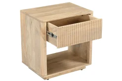 Table de chevet avec tiroir en bois clair manguier massif ALDA