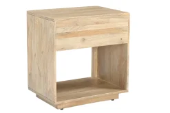 Table de chevet avec tiroir en bois clair manguier massif ALDA