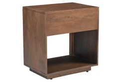 Table de chevet avec tiroir en bois foncé manguier massif ALDA