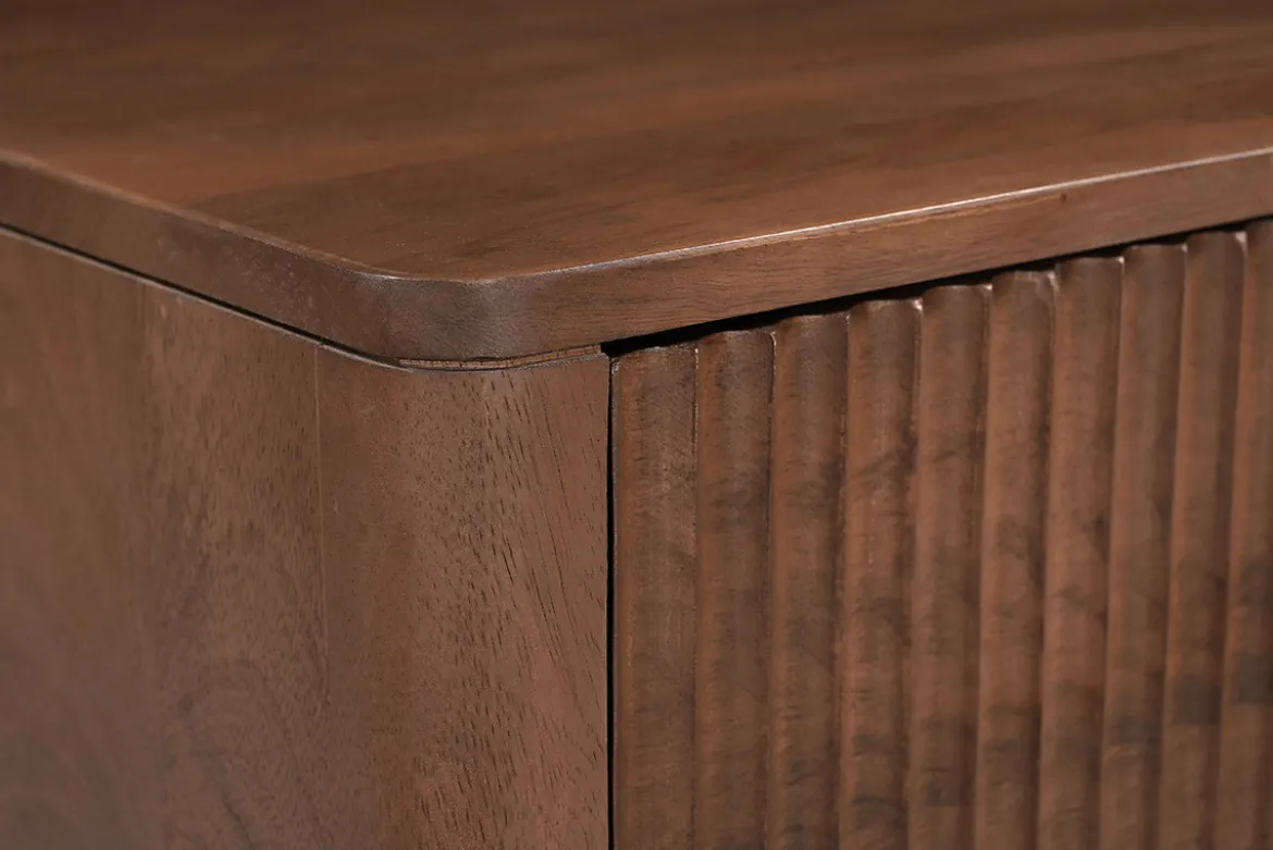 Table de chevet avec tiroir en bois foncé manguier massif ALDA
