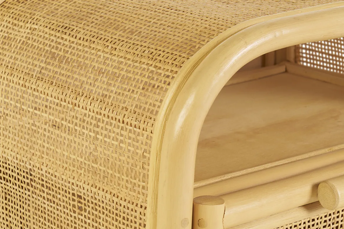 Table de chevet avec tiroir en rotin LUWAK