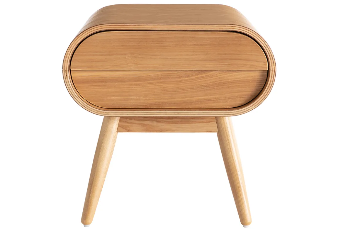 Table de chevet avec tiroir vintage bois clair (lot de 2) BJORG