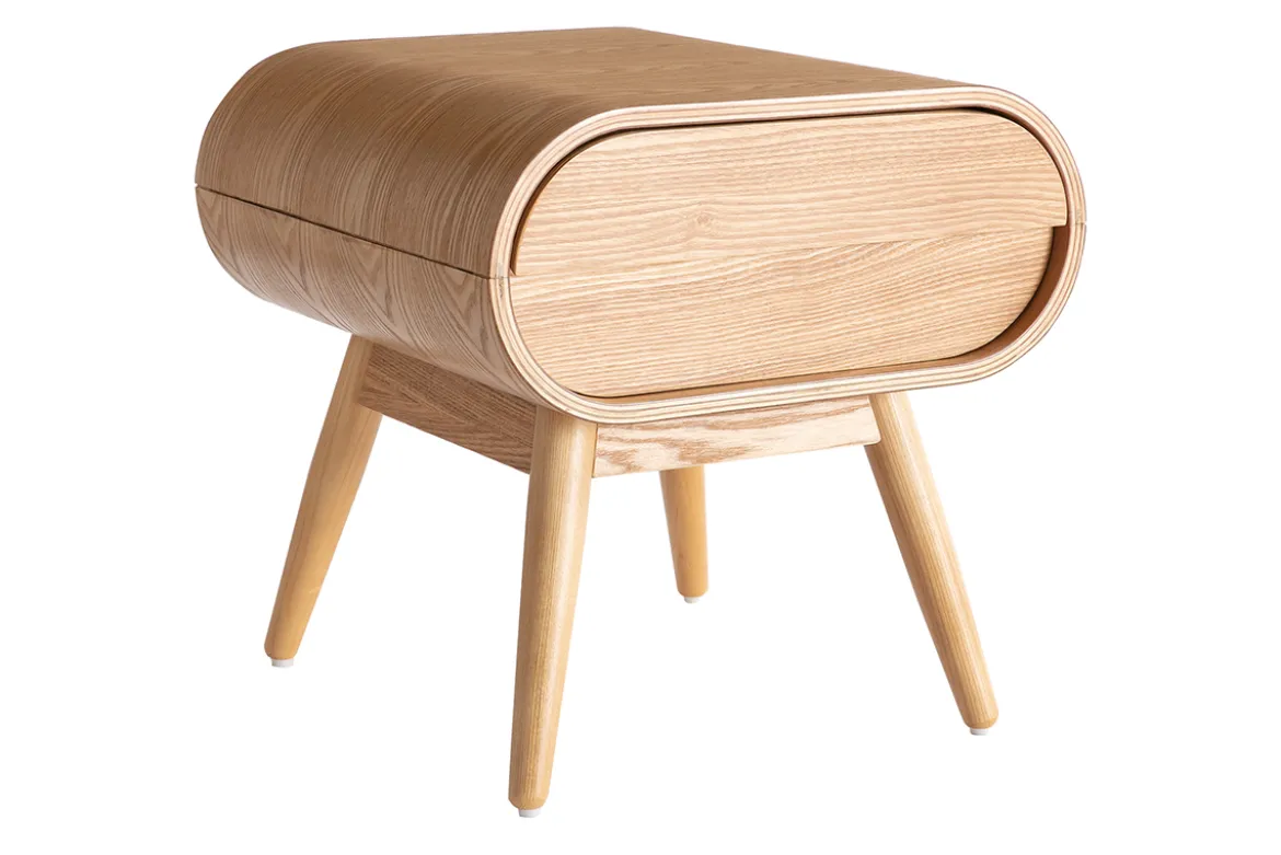 Table de chevet avec tiroir vintage bois clair (lot de 2) BJORG