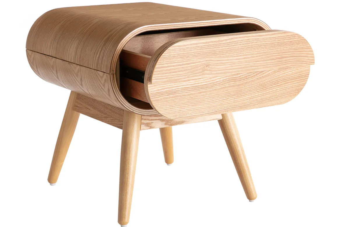 Table de chevet avec tiroir vintage bois clair (lot de 2) BJORG