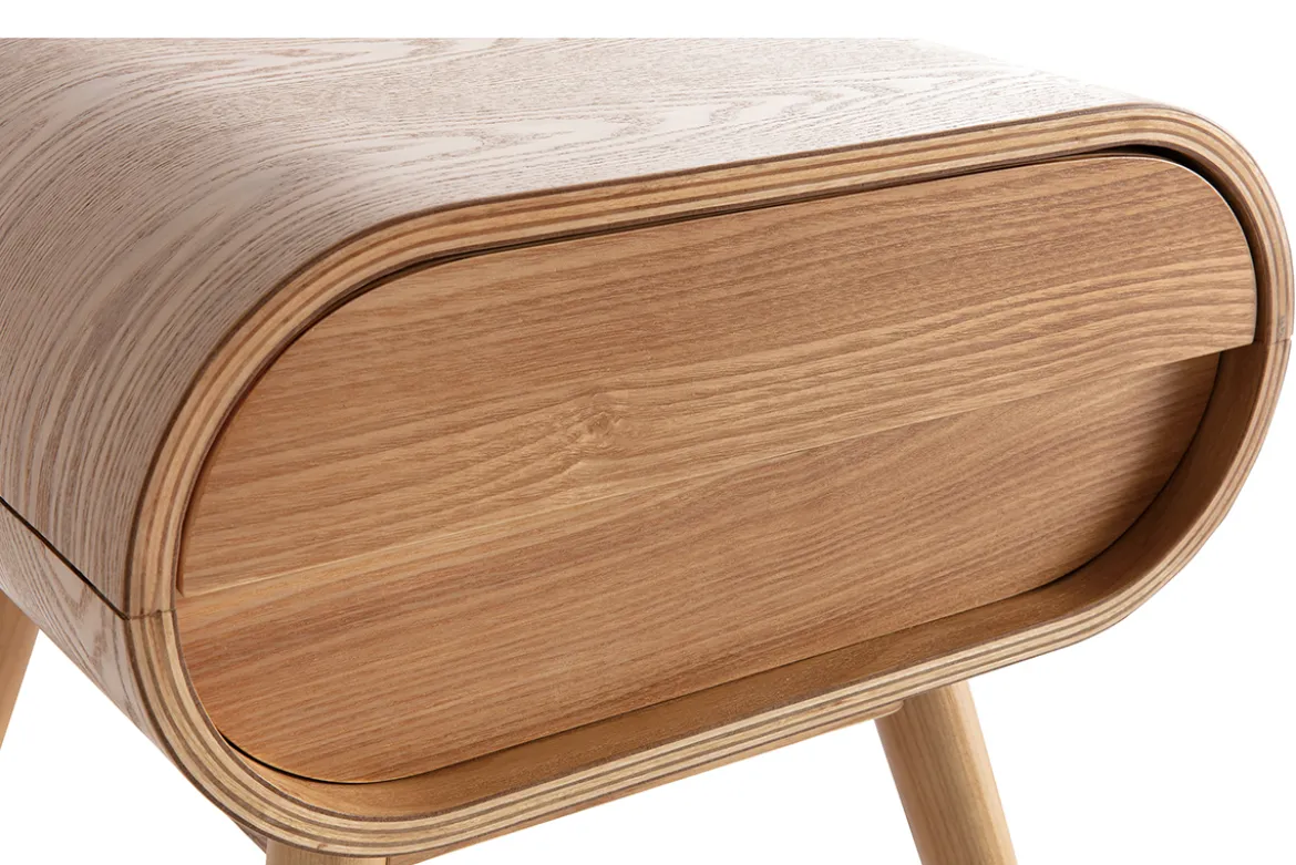Table de chevet avec tiroir vintage bois clair (lot de 2) BJORG