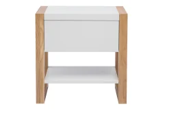 Table de chevet blanc et bois clair frêne massif ARMEL