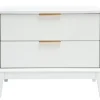 Table de chevet blanche mat et métal doré avec rangements GIANA