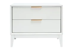 Table de chevet blanche mat et métal doré avec rangements GIANA