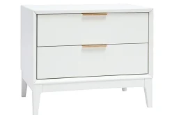 Table de chevet blanche mat et métal doré avec rangements GIANA