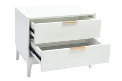 Table de chevet blanche mat et métal doré avec rangements GIANA