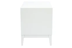 Table de chevet blanche mat et métal doré avec rangements GIANA