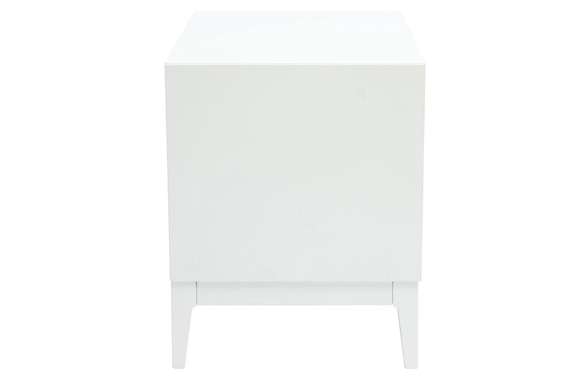 Table de chevet blanche mat et métal doré avec rangements GIANA
