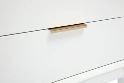 Table de chevet blanche mat et métal doré avec rangements GIANA