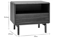 Table de chevet bois foncé noyer SUVA