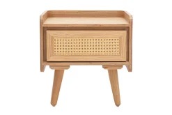 Table de chevet en bois clair frêne et cannage rotin ELSY