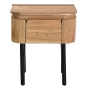 Table de chevet en bois massif et métal noir avec tiroir NAPOLI