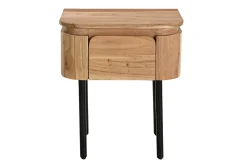 Table de chevet en bois massif et métal noir avec tiroir NAPOLI