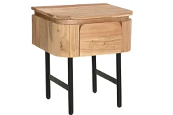 Table de chevet en bois massif et métal noir avec tiroir NAPOLI