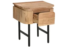 Table de chevet en bois massif et métal noir avec tiroir NAPOLI