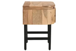 Table de chevet en bois massif et métal noir avec tiroir NAPOLI