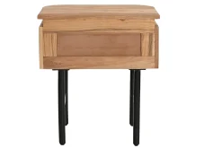 Table de chevet en bois massif et métal noir avec tiroir NAPOLI