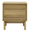 Table de chevet finition bois chêne 2 tiroirs YSEULT