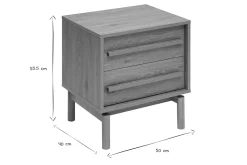 Table de chevet finition bois chêne 2 tiroirs YSEULT