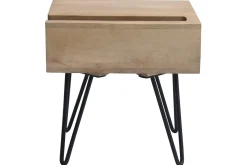 Table de chevet industrielle bois manguier massif et métal noir VIBES