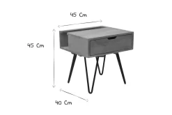 Table de chevet industrielle bois manguier massif et métal noir VIBES