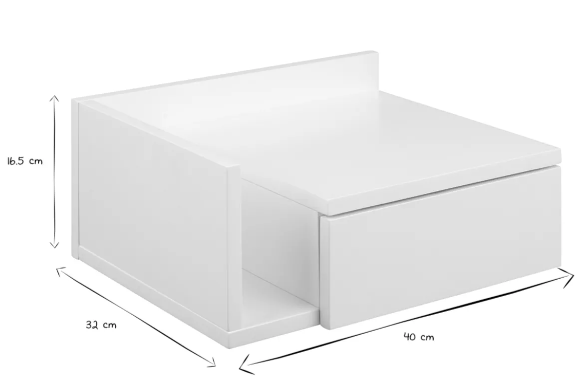 Table de chevet murale blanche avec tiroir NASTY