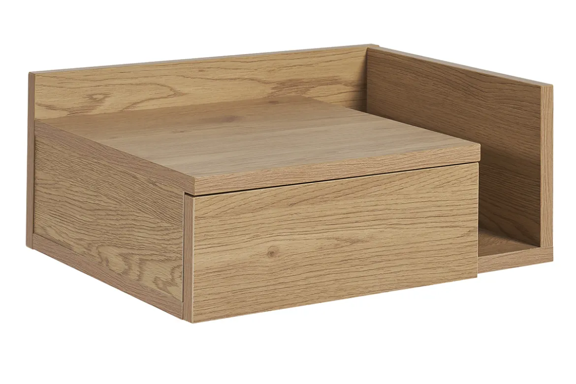 Table de chevet murale finition bois chêne clair avec tiroir NASTY