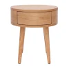 Table de chevet ronde en bois clair avec tiroir JUDITH