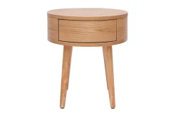 Table de chevet ronde en bois clair avec tiroir JUDITH