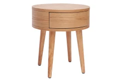 Table de chevet ronde en bois clair avec tiroir JUDITH