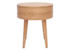 Table de chevet ronde en bois clair avec tiroir JUDITH